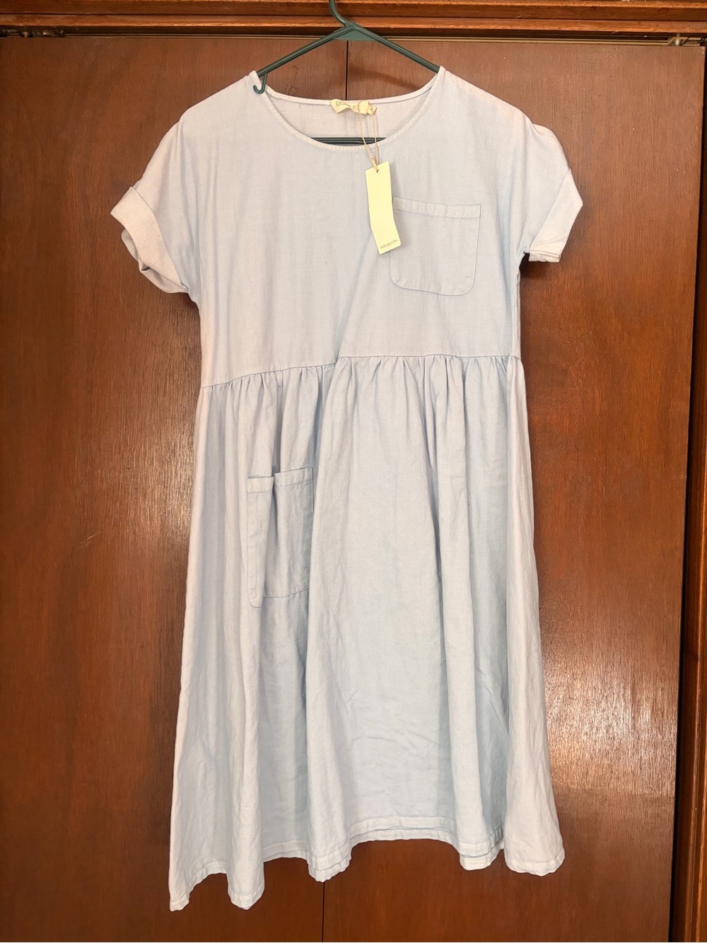 Roolee Powder Blue Cuffed sleeve Dress